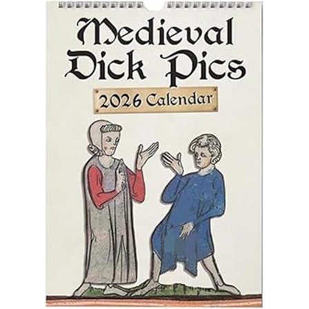 Generisk middelalderkalender 2026 med snor, middelalderlig vægkalender (med æske)