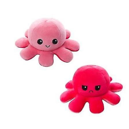 Vändbar Flip Octopus Plush Doll A Deep pink