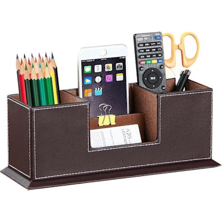 Søt pennorganisator i skinn, pennholder, pennekopp/stativ/brett/beholder/oppbevaringsboks, skrivebordsorganisator LWW