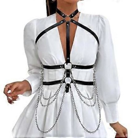 Subcultures Korsetter Bælte til Kvinder Moderigtig Kropskæde Sele Rem Taljebånd Rollespil Kostume Bælte Taljedekorationer Sort