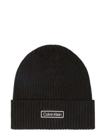 Calvin Klein | Patch Chunky Rib Cotton Beanie | ONE SIZE