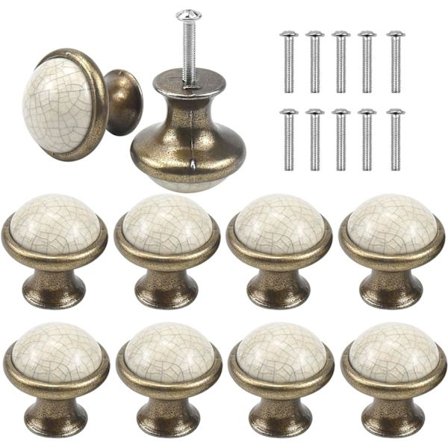10 st keramiska låddraghandtag, 33 mm runda lådknoppar, vintage möbelknopp, dörrknoppar, möbler