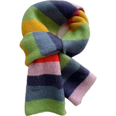 1 stk - Regnbueskjerf for kvinner - Fargeblokkert stripet skjerf