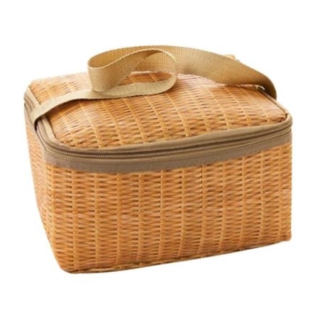 Thermal Bag Outdoor Picnic Bag Imitation Rattan for Food Fruit Travel Work