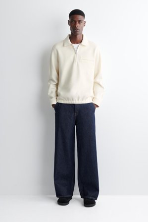 COS Boiled-Wool Zip-Up Polo Jumper in White - Men