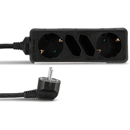 grenuttag 4-vägs, 1,4 m, 3500 W, svart