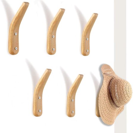 6 stk. Tregarderobe Knagger Veggmontert Hattehylle Organizatorer Rustik Håndkle