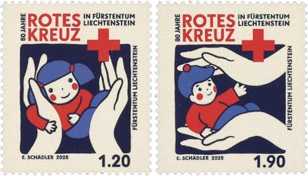 Liechtenstein - Røde kors 80 år - Postfrisk sæt 2v