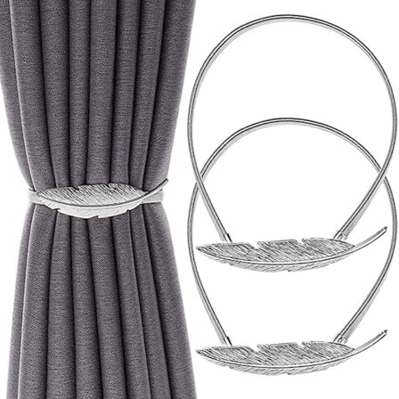 2-delad gardin spets (silverfjäder), gardinspänne, justerbar