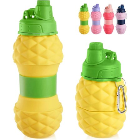 Vikbar Vattenflaska, Portabel Resevattenflaska Läcksäker Dricksflaska för Barn Skola Sport Vandring och Camping