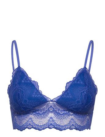 Wave Lace Zoe Bralette Top Lingerie Bras & Tops Soft Bras Triangle Bras Blå Becksöndergaard