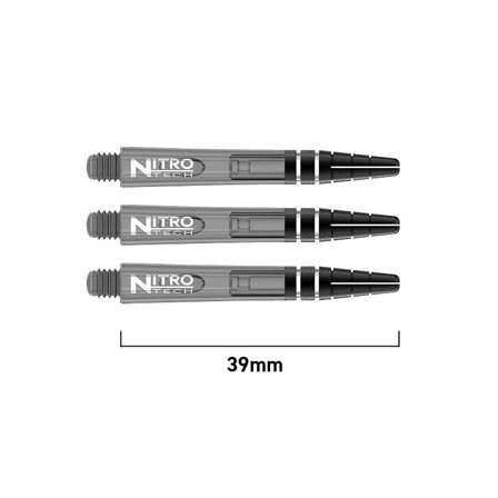 Red Dragon Darts Nitrotech Shafts 39mm Polycarbonate 9 Dart Shafts - Grey/Black/White - Short, Intermediate, Medium