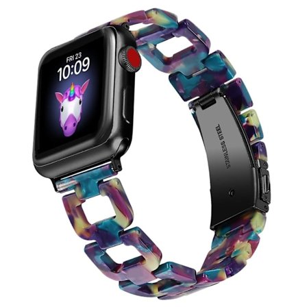 Apple Watch (45mm) elegantti hartsityylinen kellonhihna - Violetti / Vihreä