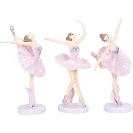 3stk Kakedekorativ dekorasjon Ballettdansjentepynt pink
