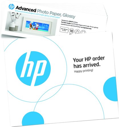 HP Advanced Photo Paper, glättat, 65 lb, 4 x 12 tum (101 x 305 mm), 10 ark, 196068405090