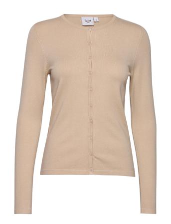 A8661, L/S Cardigan R-Neck Strikkegenser Cardigan Beige Saint Tropez