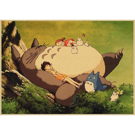 Vintage Retro Papir Anime-plakat Tonari No Totoro Miyazaki Veggdekor Vintage Hjemmedekor Barneromdekorasjon