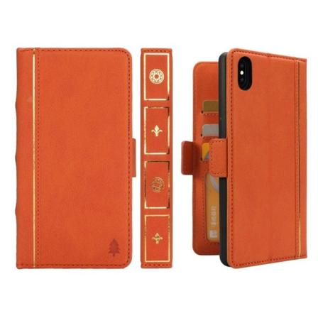 iPhone Xs Max Kirjan kuviollinen synteetti nahkainen lompakko suojakotelo - Oranssi Orange
