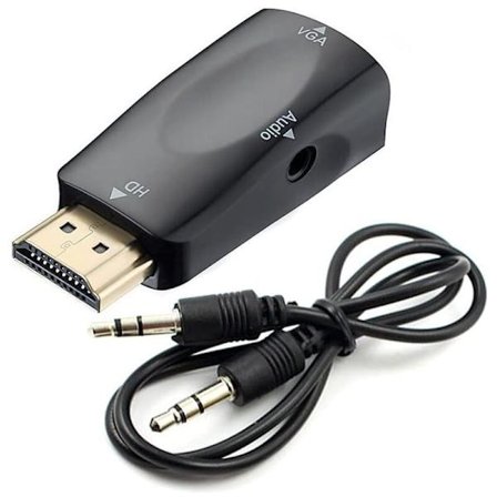 HDMI till VGA-omvandlare - Ljudkabel - Videoupplösning - Kompakt adapter med ljudöverföring - 3,5 mm-uttag