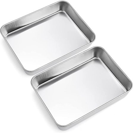 Lite Stekebrettsett Med 2 Dype Kakeformer I Rustfritt Stål