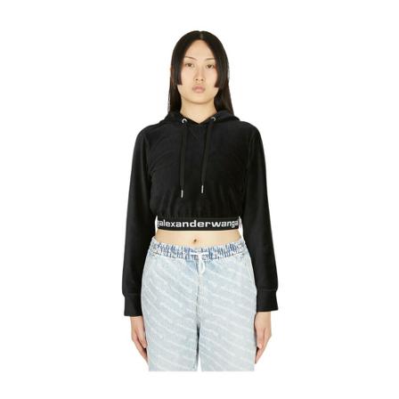 Alexander Wang Corduroy Hooded Sweatshirt Sort, Dame Sweatshirts