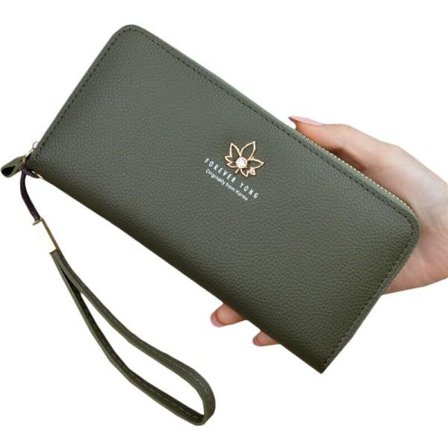 Dam Läder Plånbok Cash Holder Clutch Dragkedja HandVäskas Green
