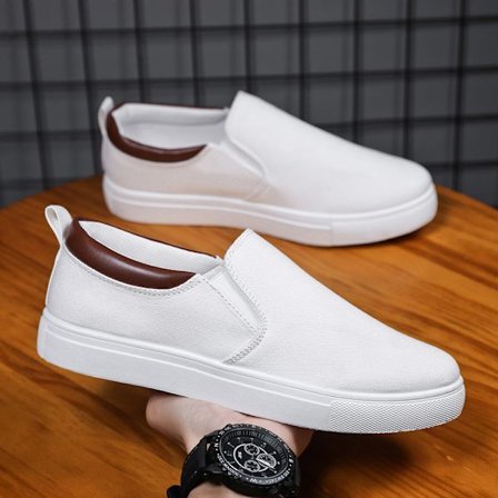 Plus Size Herrskor Canvas Skor Herr Lättja Slip-on Casual Board Skor Herrkläder Skor Casual Skor Vit 43