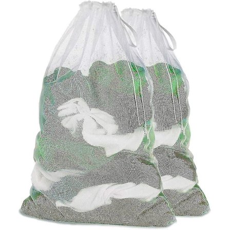 2 stycken tvättpåsar, 60 x 90 cm tvättnät för kläder, perfekt för tvättmaskin, vit, tvättpåse för underkläder Shlm Chumian