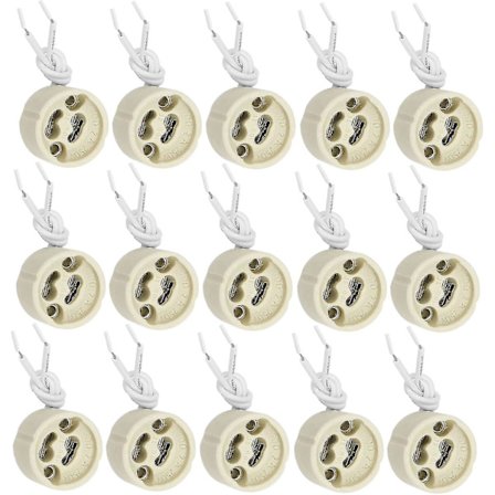 20 stk. GU10 Lampeholder GU10 Sokkel Keramisk Base 2a 250v Med 9cm Silikonkabel Pæresokkel Koblingsadapter For LED Og Halogen