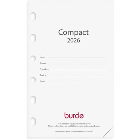 Burde Compact kalendersats 2026 - Lyreco - Almanackor och kalendrar - Systemkalendrar - Compact