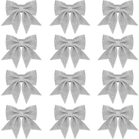 12 stk 5,5'' julebågedekorationer, båndkransbåger, S