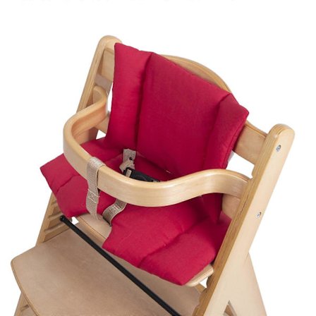 Myk setepute med pustende og sikkert festesystem, egnet for høye trestoler for spedbarn.