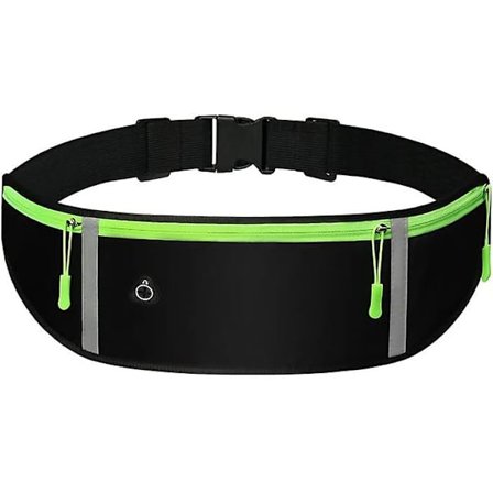 Midjeveske Løpebelte Refleks Løpebelte for Fotturer Fitness Sykling Trening Gym Reise Jogging Lommebelte (Svart)