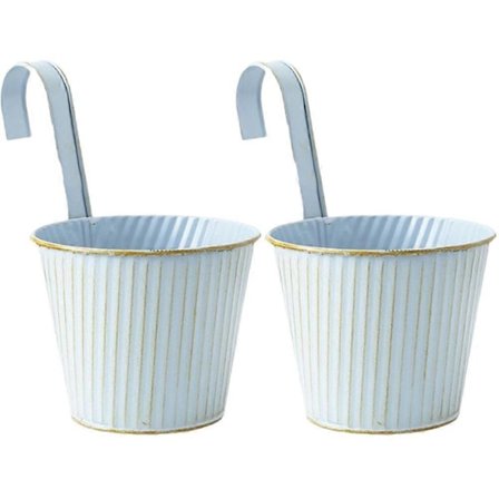 2 stk. hengende blomsterpotte balkong blomsterkasse retro blomsterpotte blomsterholder vintage metallkasse