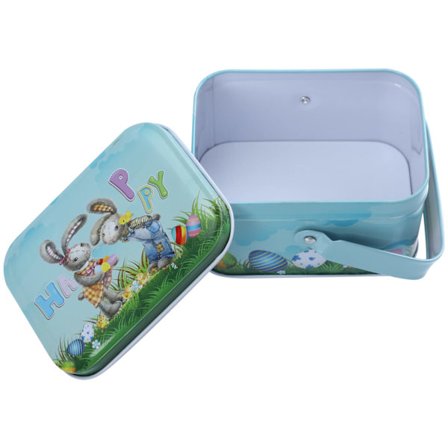 Påskgodisburk 2 st Påskkakburkar plåtburkar med lock och handtag Kakburkar Påskpresentaskar Påskkorg Godisburkar Kakburkar