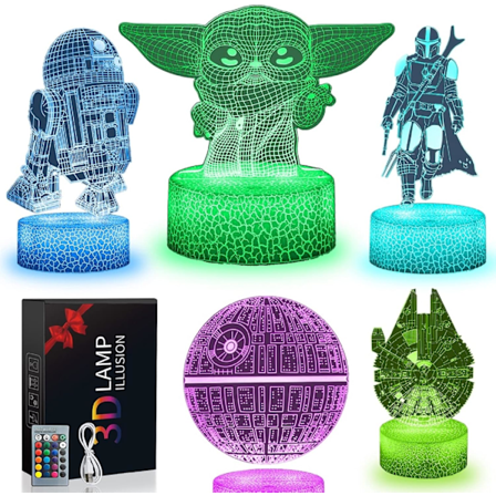3D Illusion Star Wars Nattlampa för Barn - 5 Mönster och 16 Färger som Byter Star Wars Leksaker med Fjärrkontroll Födelsedagar Jul Star Wars Presenter