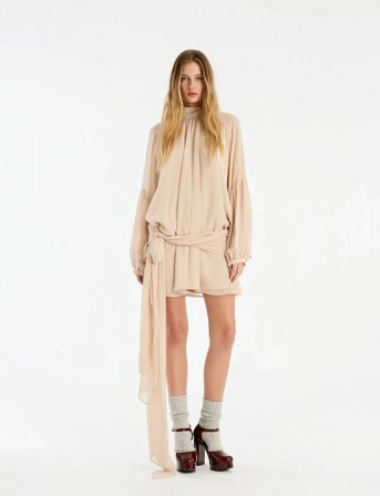 ROTATE Birger Christensen Chiffon Strap Tie Dress - Beige - 38