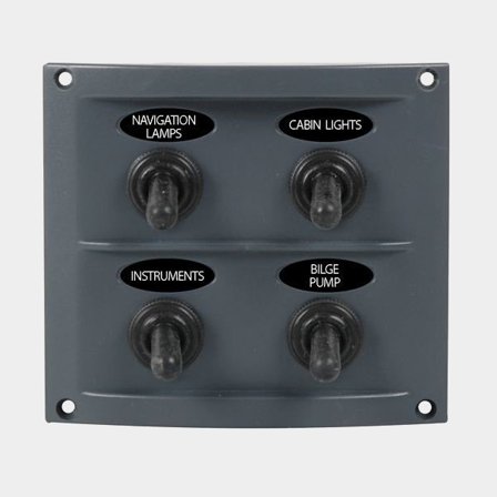 Pannello interruttore / pannello fusibili, 4 interruttori, 15 A, con fusibili a lama