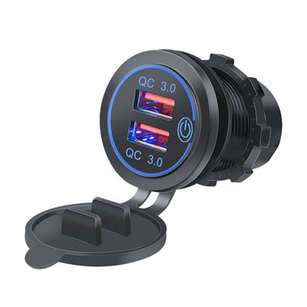 Dobbel USB Billader Hurtiglader Støvtett Lader for Kjøretøy og Båter