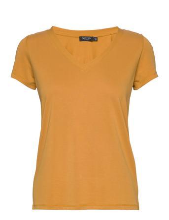 Slcolumbine V-Neck Ss T-shirt Top Gul Soaked In Luxury