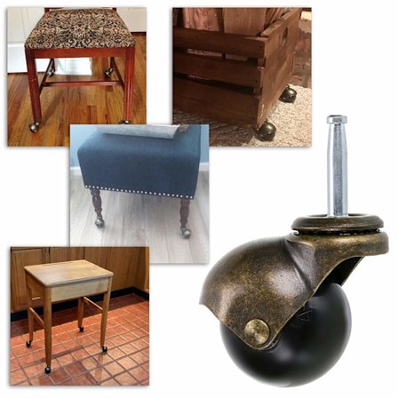 50mm Hjul med Styrstam, Kulhjul med Hylsor, Antika Svängbara Hjul, Ersättning för Möbler, Soffa, Stol, Skåp, 4-pack