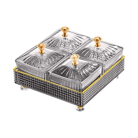 Snackbricka med Fack för Nötter och Godis, Plastfack, Bricka med Lock och Handtag, För Fruktsnacks,