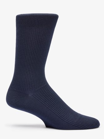 Navy Blue Ribbed Socks Cotton