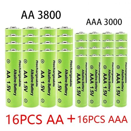 1,5 V AA + AAA NI MH Ladattava AA-akku AAA Alkali 3800-3000mah Taskulammille Leluille Kello MP3-soitin Vaihda Ni-Mh-akku