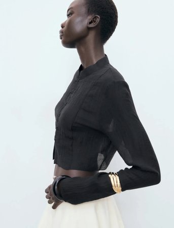 Mango Lyocell Blouse With Toggles - Black - M