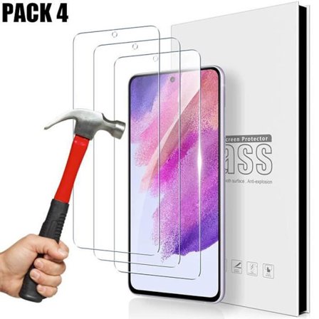 Pack 4 härdat glas för Samsung S21 FE (6,4") Anti-Oil Anti-Scratch Glasskydd Anti-Shock skärmskydd