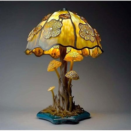 Vintage Stained Glass Plant Series Bordlampe Svampe Lampe