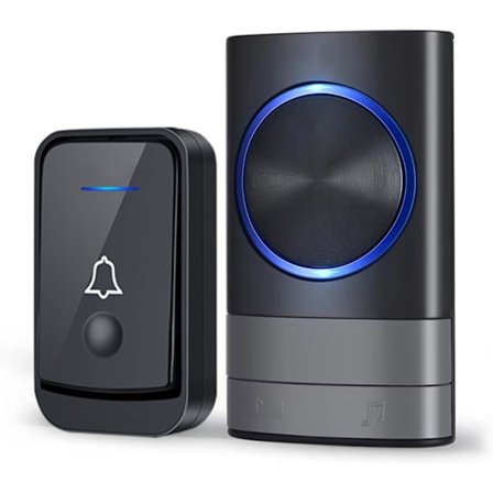 Trådlös Dörrklocka, IP44 Vattentät Utomhusklocka 400 Meter, 52 Melodier och 4 Volymnivåer, Klockset med Mottagare