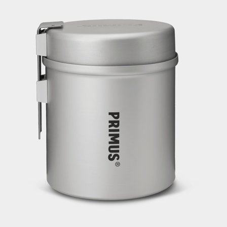 Olla de camping y sartén Primus Essential Trek Pot, aluminio anodizado natural, con 1 olla (1 litro) y 1 sartén (11.7 cm)