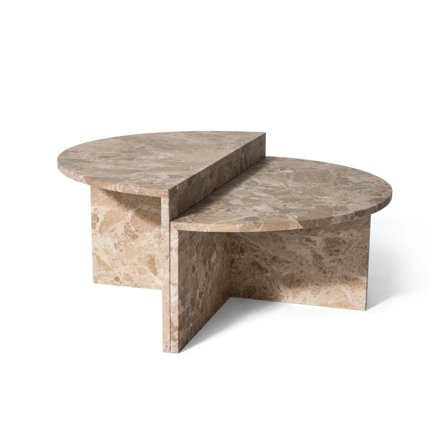 Velasca Sofabordssæt, Latte Marmor, 2 stk - Elegant Marmorbord med forskellige højder - Ø95/95x95x42/34cm - Sofabord